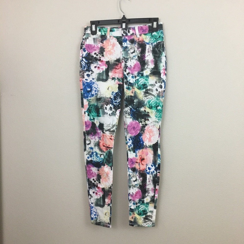 Zeza B mixed floral denim skimmer leggings size S